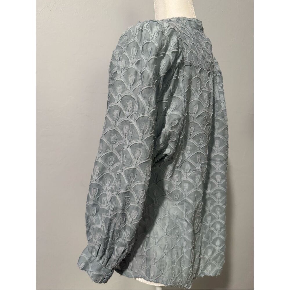 Pilcro Anthropologie light blue puff sleeve textured lace embroidered long sleev - Picture 5 of 8